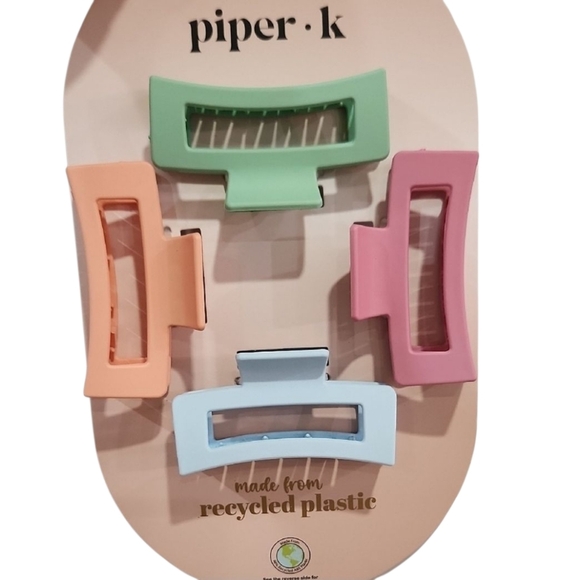 🔹️Piper K🔹️ Colorful Recycled Plastic 4 Piece Hair Clip Set - Picture 2 of 4